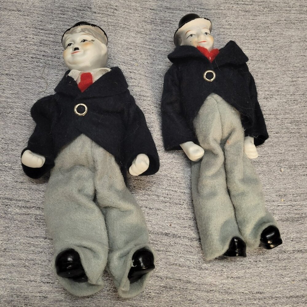 Vintage Laurel and Hardy 8" Porcelain Figures